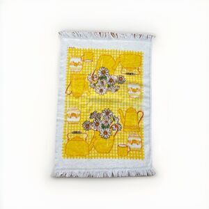 Vintage Yellow Daisy & Teapot Kitchen Bar Golf Dish Towel 16x24 in